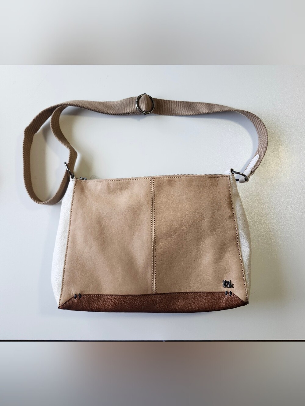 Matt & Nat Leather Colorblock Crossbody Bag -Brown Beige & Cream